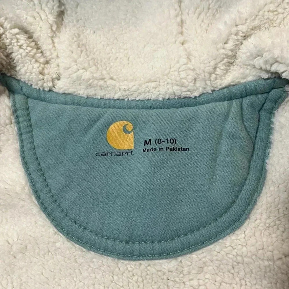 Carhartt Sherpa Fleece Lined Full Zip Hoodie Sweater W Med Warm Gorp Workwear - Picture 10 of 12